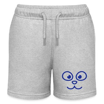 Katze Guckt Nett Glücklich Lächelnd Gesicht Kopf - Kinder Organic Joggingshorts Mini Bolter von Stanley/Stella - Grau meliert - Vorne
