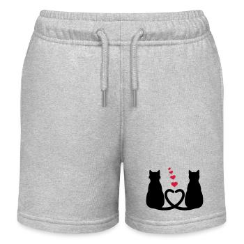 Verliebte Katzen - Kinder Organic Joggingshorts Mini Bolter von Stanley/Stella - Grau meliert - Vorne