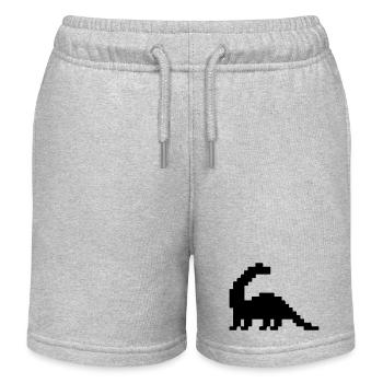 Dinosaure Brontosaure Pixel - Short de jogging enfant bio Stanley/Stella - gris chiné - Devant