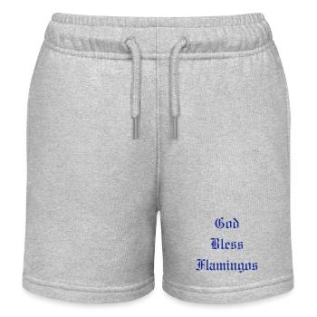 GodBlessFlamingos - Kids Organic Sweat Shorts by Stanley/Stella - heather grey - Front