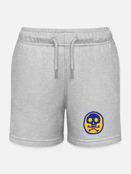Skull and bones - Kids Organic Sweat Shorts by Stanley/Stella - heather grey