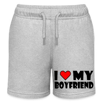 I love my boyfriend - Kids Organic Sweat Shorts by Stanley/Stella - heather grey - Front