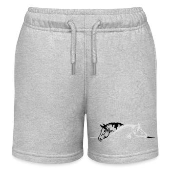 Pferde, Ponys, Tiere, Hengst, animal - Kinder Organic Joggingshorts Mini Bolter von Stanley/Stella - Grau meliert - Vorne