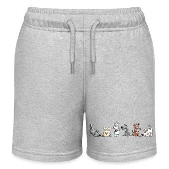 Happy Dogs Hunde Rudel Hund Cartoon  - Kinder Organic Joggingshorts Mini Bolter von Stanley/Stella - Grau meliert - Vorne
