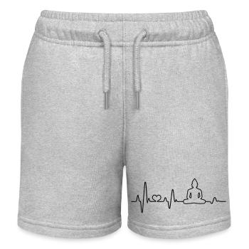 Heartbeat Buddha Buddhism Buddhist Gift - Kids Organic Sweat Shorts by Stanley/Stella - heather grey - Front