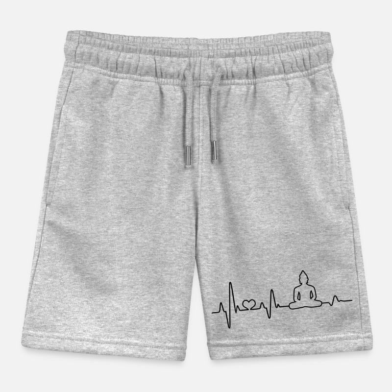 Heartbeat Buddha Buddhism Buddhist Gift Kids Organic Sweat Shorts by Stanley/Stella