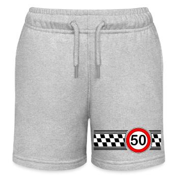 50er Race Karo Motiv Shirt - Kinder Organic Joggingshorts Mini Bolter von Stanley/Stella - Grau meliert - Vorne