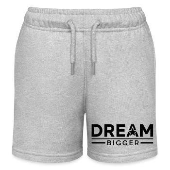 Inspirational Dream Bigger Typography Design - Kids Organic Sweat Shorts by Stanley/Stella - heather grey - Front