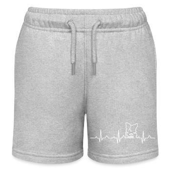 Border Collie Heartbeat EKG Dog Lover Gift - Kids Organic Sweat Shorts by Stanley/Stella - heather grey - Front