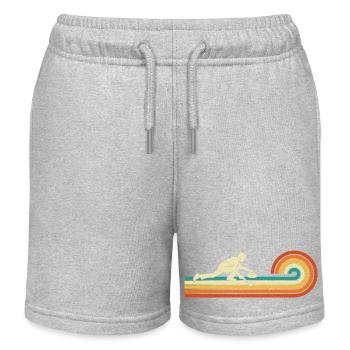 Retro Curler Sliding Curling Winter Sport - Kids Organic Sweat Shorts by Stanley/Stella - heather grey - Front