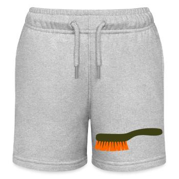Mushroom Brush Tool Collector - Kids Organic Sweat Shorts by Stanley/Stella - heather grey - Front