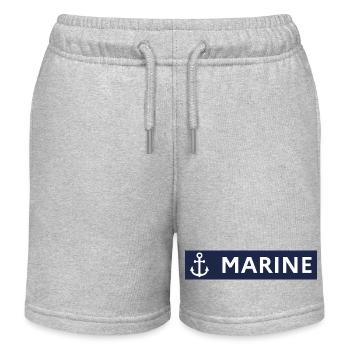 Navy Blue Background – Sailor Style - Kids Organic Sweat Shorts by Stanley/Stella - heather grey - Front