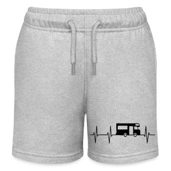 Motorhome Heartbeat Camper Heart Rate - Kids Organic Sweat Shorts by Stanley/Stella - heather grey - Front