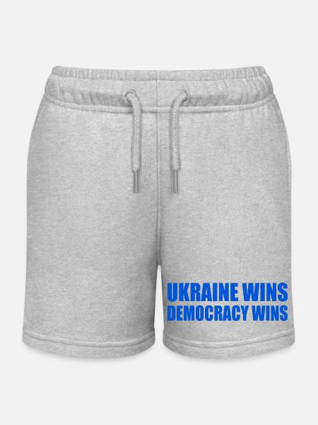 Ukraine wins democracy wins - Kinder Organic Joggingshorts Mini Bolter von Stanley/Stella - Grau meliert