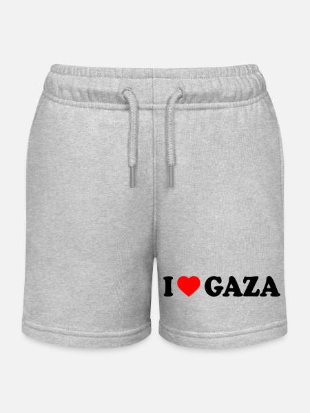 I love gaza - Short de jogging enfant bio Stanley/Stella - gris chiné