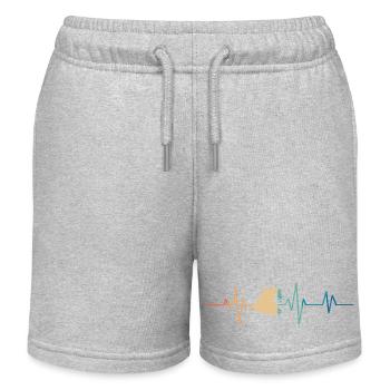 Battement de coeur rétro vague surfeur - Short de jogging enfant bio Stanley/Stella - gris chiné - Devant