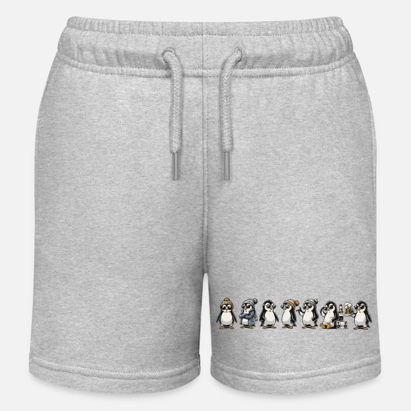 Cool Pingus - Kids Organic Sweat Shorts by Stanley/Stella - heather grey