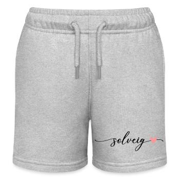Solveig Nom Calligraphie Police - Short de jogging enfant bio Stanley/Stella - gris chiné - Devant