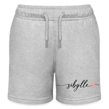 Sibylle nom calligraphie police - Short de jogging enfant bio Stanley/Stella - gris chiné - Devant