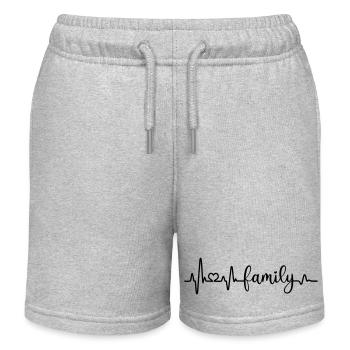 I love my family Heartbeat Father Mother Child Heart - Kids Organic Sweat Shorts by Stanley/Stella - heather grey - Front