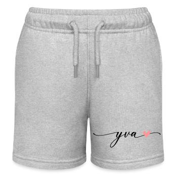 Police de calligraphie du nom Yva - Short de jogging enfant bio Stanley/Stella - gris chiné - Devant