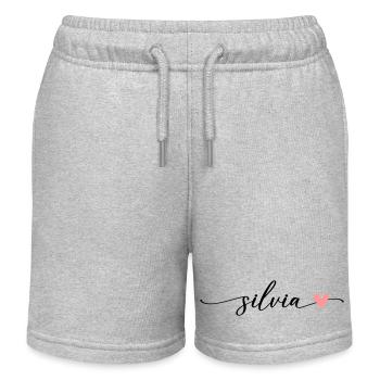 Silvia nom calligraphie police - Short de jogging enfant bio Stanley/Stella - gris chiné - Devant