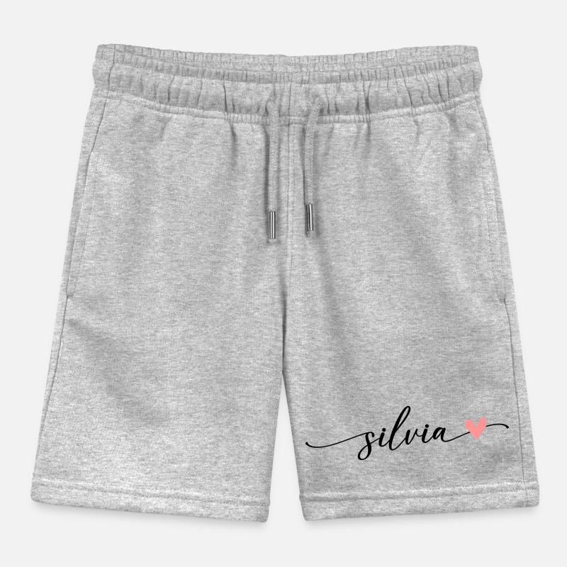 Silvia Name Calligraphy Font Kids Organic Sweat Shorts by Stanley/Stella