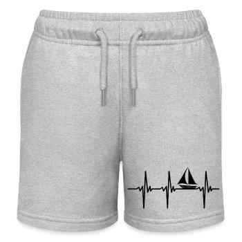 Heartbeat for sailboats with sails - Kids Organic Sweat Shorts by Stanley/Stella - heather grey - Front