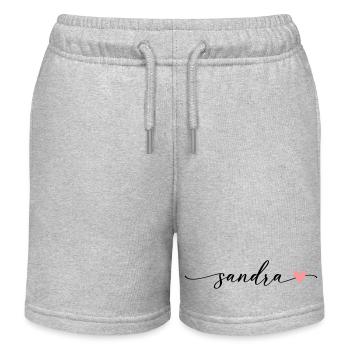 Sandra Name Calligraphy Font - Kids Organic Sweat Shorts by Stanley/Stella - heather grey - Front