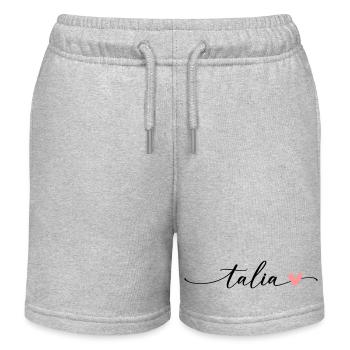 Talia Name Calligraphy Font - Kids Organic Sweat Shorts by Stanley/Stella - heather grey - Front