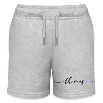 Thomas Nom Calligraphie Police - Short de jogging enfant bio Stanley/Stella - gris chiné - Devant