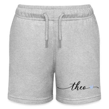 Theo Name Kalligrafie Schrift - Kinder Organic Joggingshorts Mini Bolter von Stanley/Stella - Grau meliert - Vorne