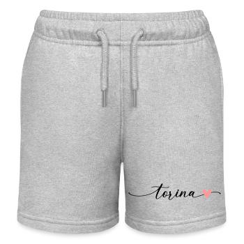 Torina Name Calligraphy Font - Kids Organic Sweat Shorts by Stanley/Stella - heather grey - Front