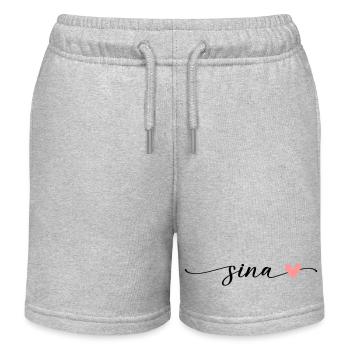 Sina nom calligraphie police - Short de jogging enfant bio Stanley/Stella - gris chiné - Devant