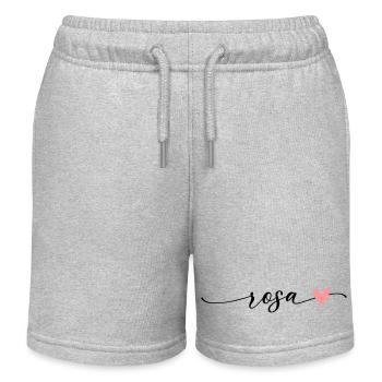 Pink Name Calligraphy Font - Kids Organic Sweat Shorts by Stanley/Stella - heather grey - Front