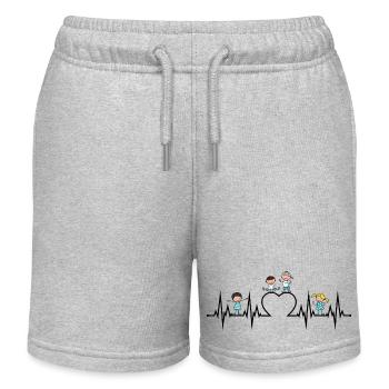 Heartgeat Heart ECG enfants adorent profession d'éducateur sw - Short de jogging enfant bio Stanley/Stella - gris chiné - Devant