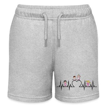 Heartgeat Heart ECG: les enfants adorent la profession d’éducateur - Short de jogging enfant bio Stanley/Stella - gris chiné - Devant