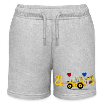 21e anniversaire Tracteur excavatrice - Short de jogging enfant bio Stanley/Stella - gris chiné - Devant
