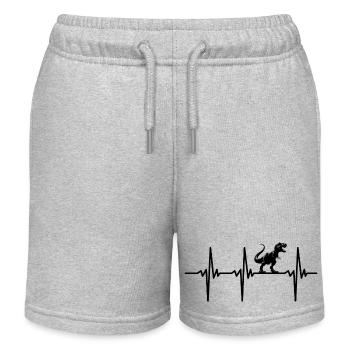 Herzschlag T-Rex Dinosaurier - Tyrannosaurus Dino - Kinder Organic Joggingshorts Mini Bolter von Stanley/Stella - Grau meliert - Vorne