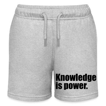 Wissen ist Macht Zitat - Kinder Organic Joggingshorts Mini Bolter von Stanley/Stella - Grau meliert - Vorne