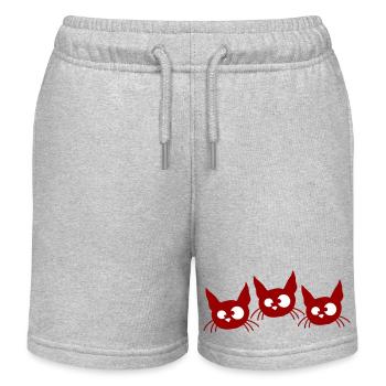 Drei Katzen Schielen Lustig 3 Verrückte Grimassen - Kinder Organic Joggingshorts Mini Bolter von Stanley/Stella - Grau meliert - Vorne