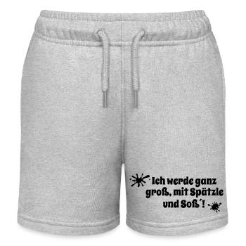 Ich werde ganz groß, mit Spätzle und Soß´! - Kinder Organic Joggingshorts Mini Bolter von Stanley/Stella - Grau meliert - Vorne