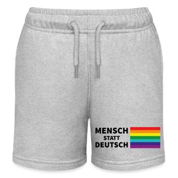 Mensch statt deutsch Spruch Pride Flagge - Kinder Organic Joggingshorts Mini Bolter von Stanley/Stella - Grau meliert - Vorne