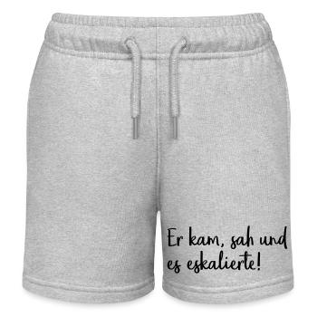 Er kam, sah und es eskalierte! - Kinder Organic Joggingshorts Mini Bolter von Stanley/Stella - Grau meliert - Vorne
