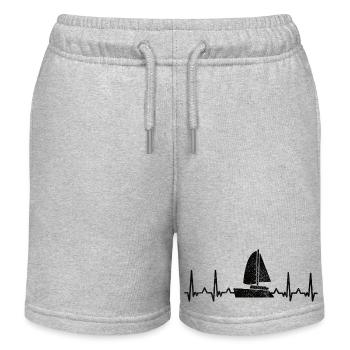 Sailing Sailing Sailing Ship Sailing Sailboat - Kids Organic Sweat Shorts by Stanley/Stella - heather grey - Front