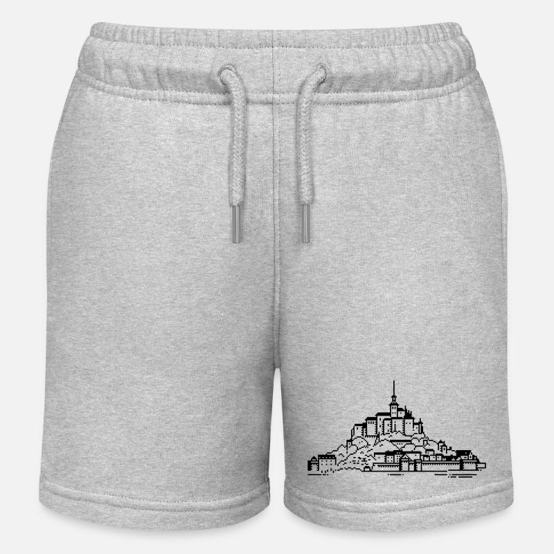 1bit Pixel Mont Saint Michel - Short de jogging enfant bio Stanley/Stella - gris chiné