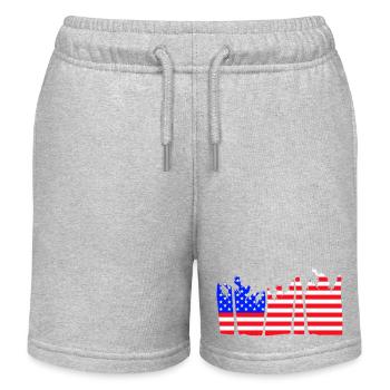 USA Flagge Palmen Sterne und Streifen Amerika Cool - Kinder Organic Joggingshorts Mini Bolter von Stanley/Stella - Grau meliert - Vorne