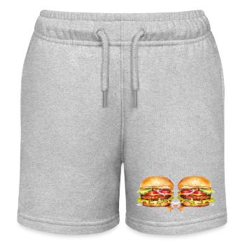 Two burgers - Kids Organic Sweat Shorts by Stanley/Stella - heather grey - Front