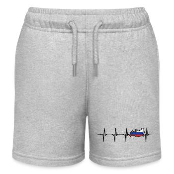 Heartbeat Russia Map Gift for Russians - Kids Organic Sweat Shorts by Stanley/Stella - heather grey - Front