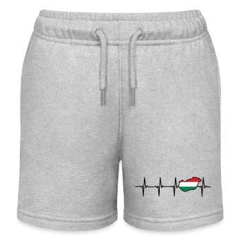Heartbeat Hungary Map Gift for Hungary - Kids Organic Sweat Shorts by Stanley/Stella - heather grey - Front